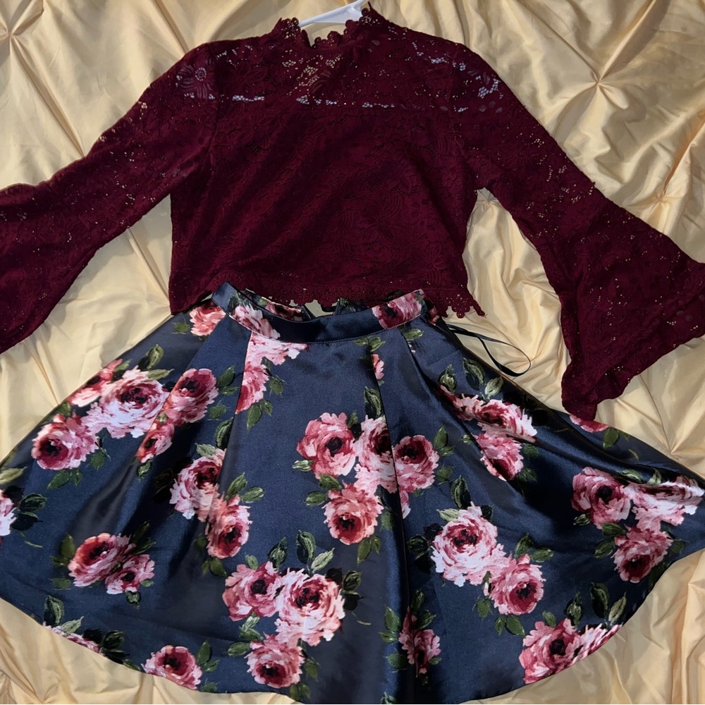 Floral Black Skirt
